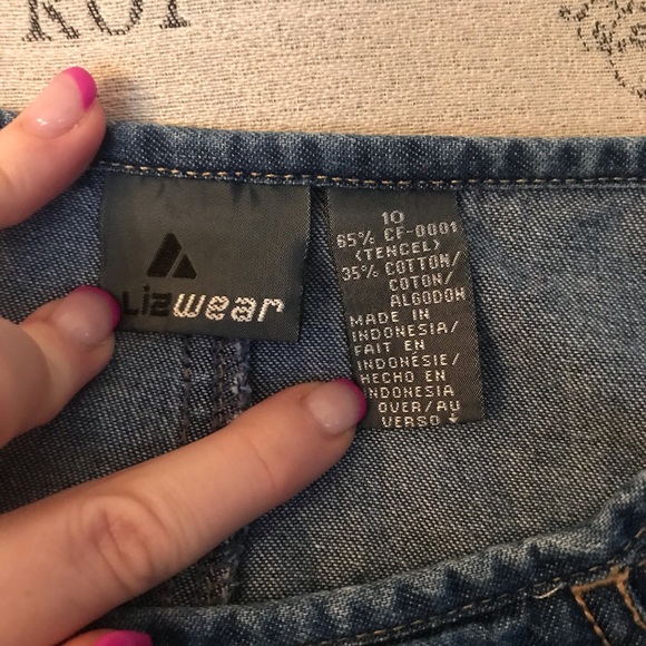 VINTAGE Y2K LIZ WEAR Denim Jean Maxi Skirt with Pockets and Bottom Back Slit - Picture 4 of 15